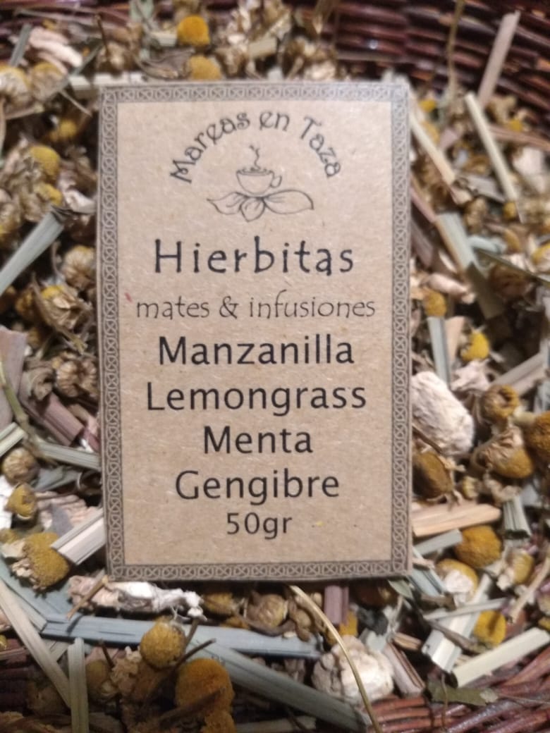 Imagen ilustrativa de Hierbas:Menta,Manzanilla,Jengibre,Lemon grass 50grs "Mareas en taza"