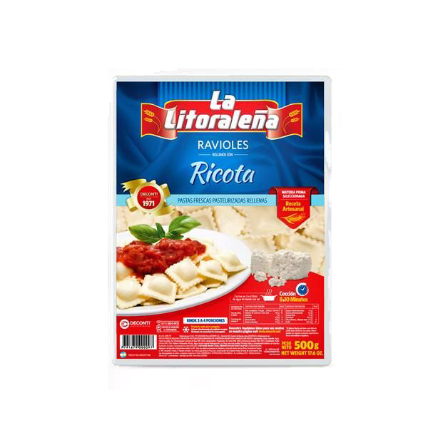 Imagen ilustrativa de Ravioles de Ricota y Espinaca "La Litoraleña" 500 grs
